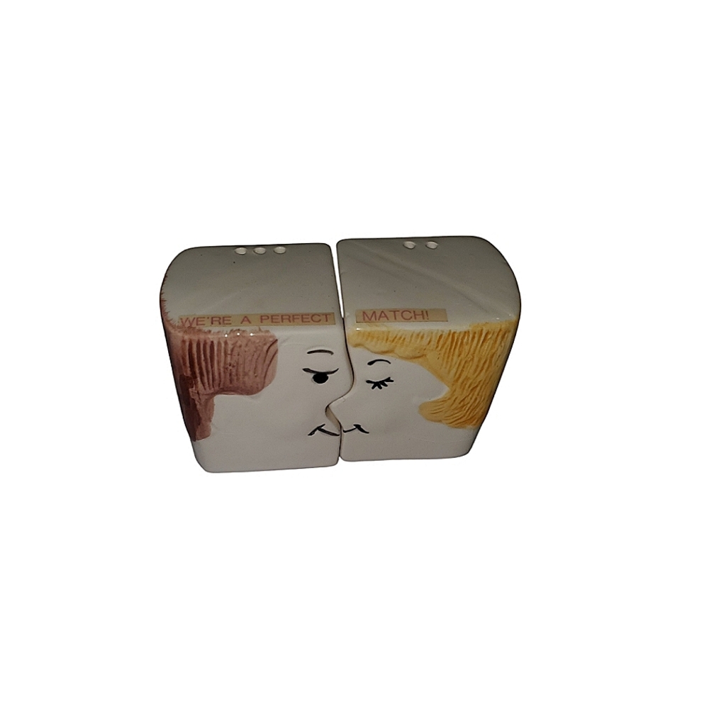 Vintage perfect match man and woman salt and pepper shakers